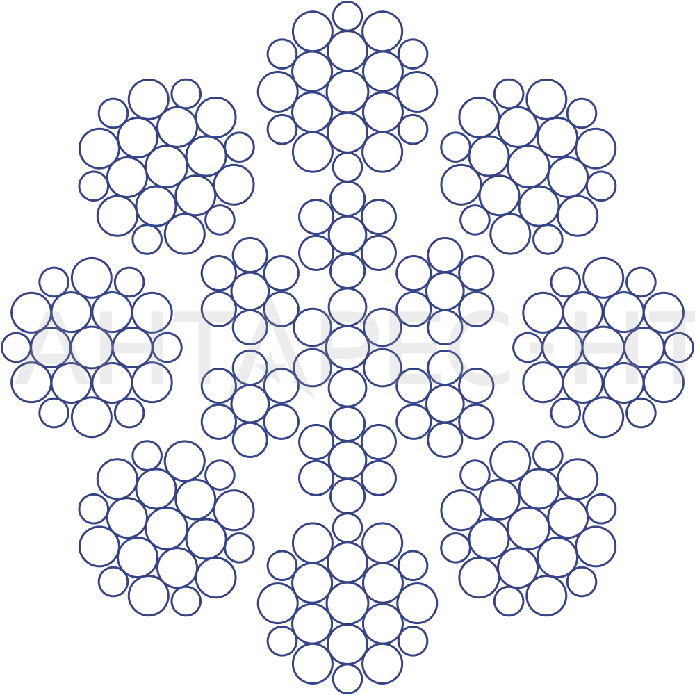 Стальной канат для лифтов с гидраприводом 8×19W-IWRC Стальной канат для лифтов с гидраприводом 8×19W-IWRC